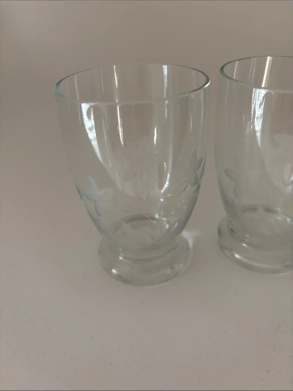 Clear Etched Glass Tumbler Quartet